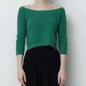 Theory Green Crop Sweater